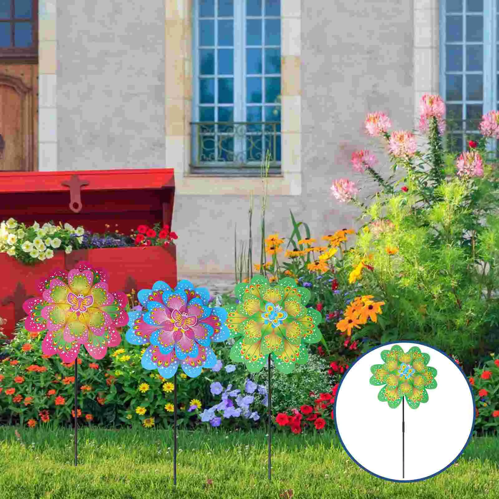 

6PCS Plastic Windmill Wind Cartoon Decorative Pinwheel Garden Decoration