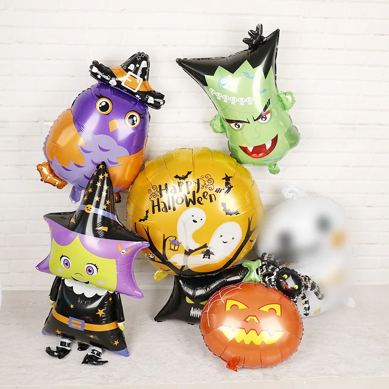 

Halloween balloon decoration carnival ghost festival pumpkin lantern bat witch skeleton skull aluminum foil balloons wholesale