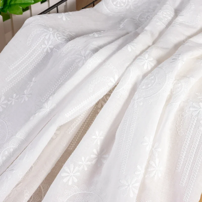 Белая полая кружевная ткань с вышивкой 100% хлопок свадебное платье модная одежда