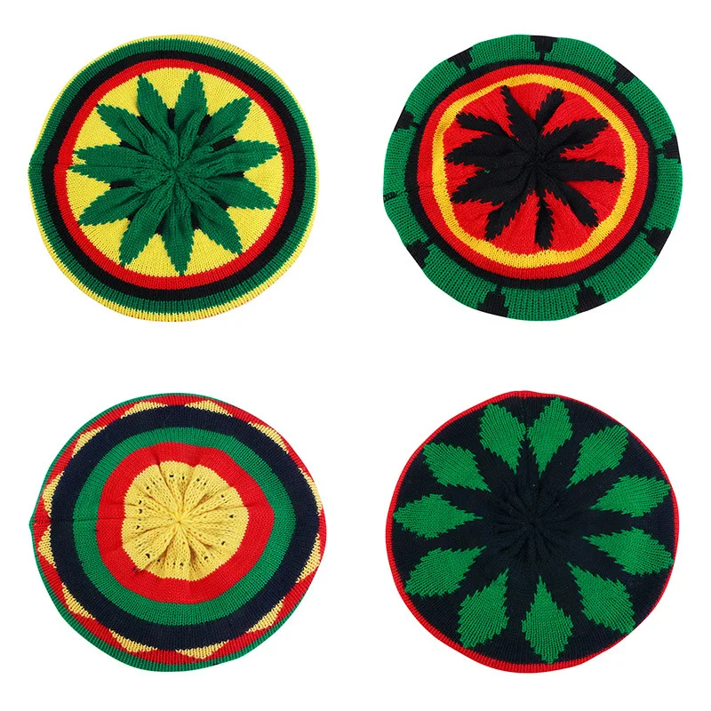 

New Hip Hop Jamaican Beanie Hat Winter Warmer Cancer Hair Care Chemo Cap Multi-colour Striped Marley Reggae Bonnet Skullies Hat