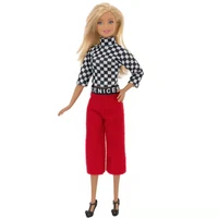 plaid high neck shirt trousers 30cm doll outfits set for barbie clothes 16 bjd dolls accessories kids bay toys for kids gifts