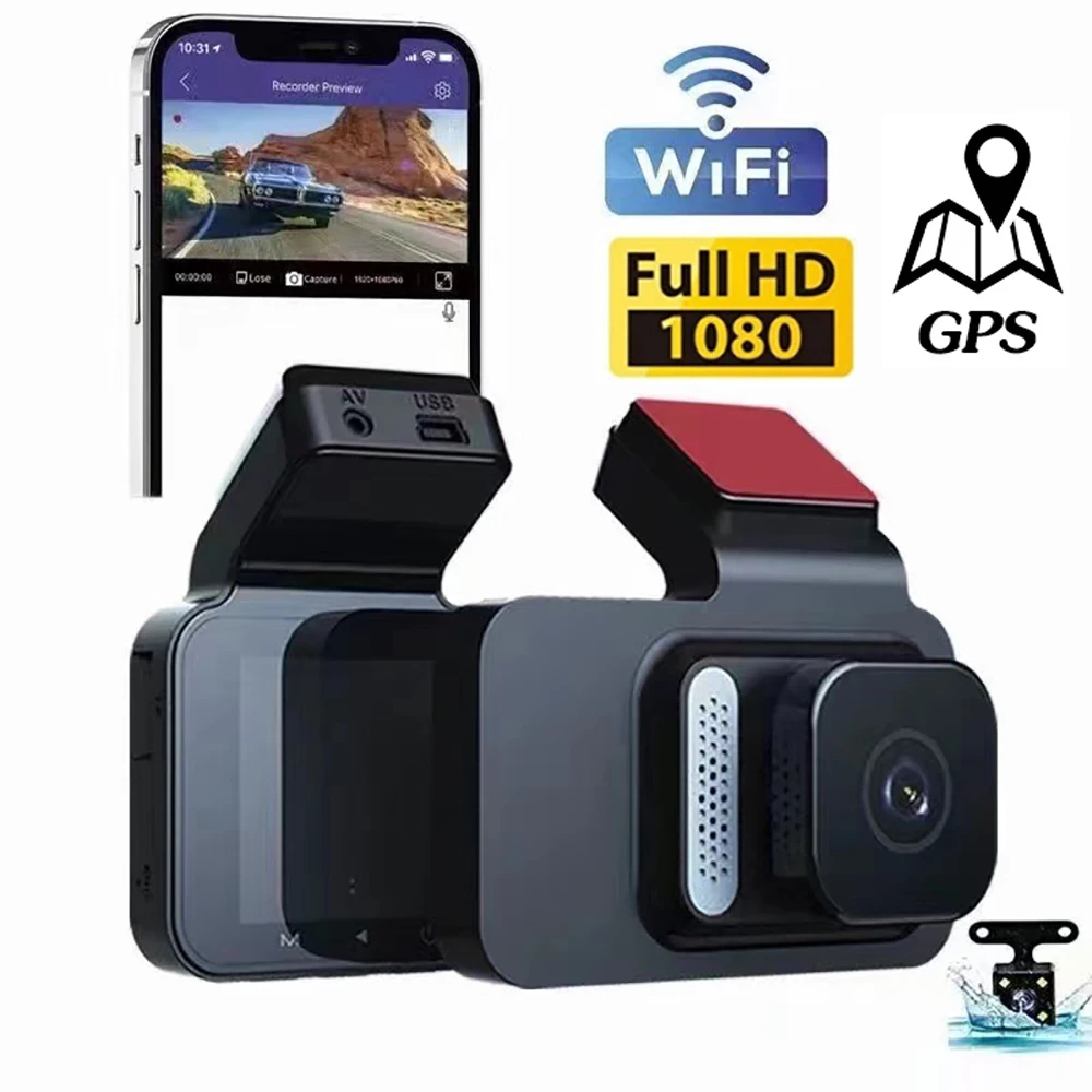 

WiFi GPS Dash Cam Car DVR 1080P HD Auto Drive Video Recorder Parking Monitor Night Vision Black Box Rear View Camera Registrator