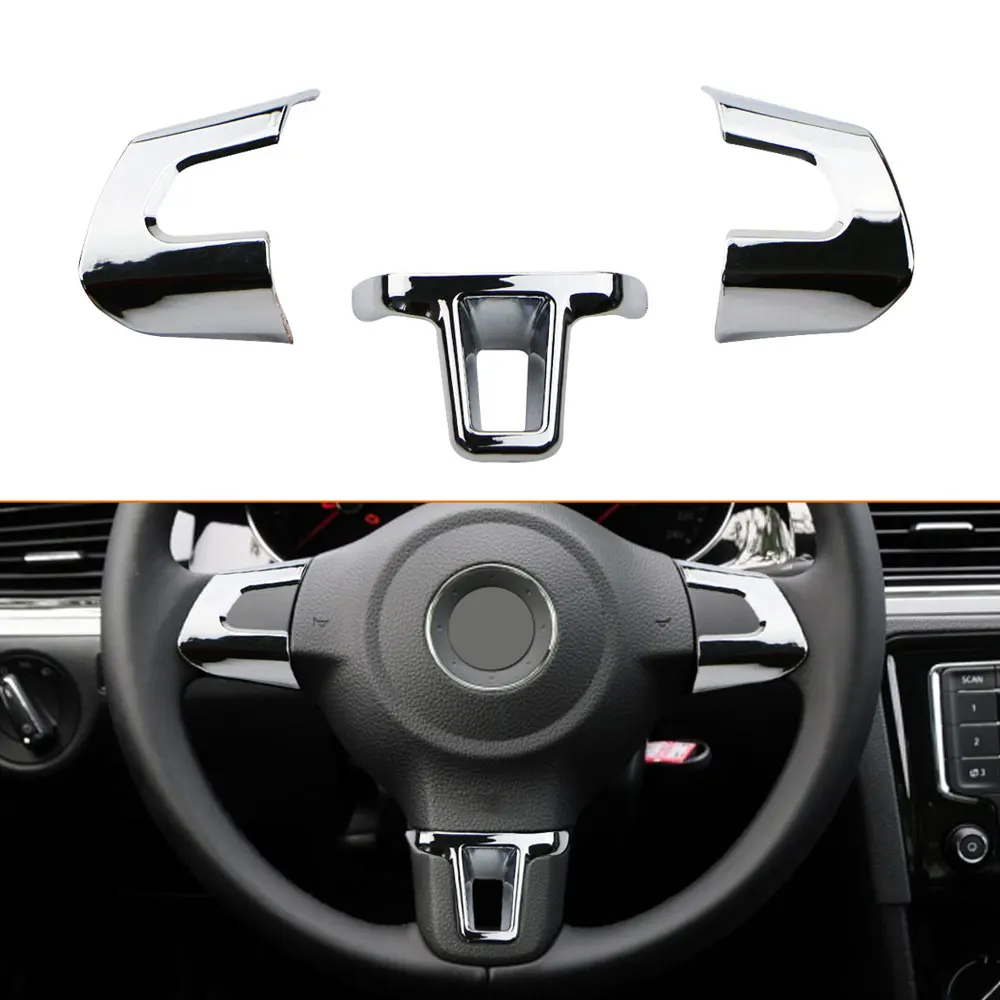 

Steering Wheel Cover Sticker ABS Chrome Trim Accessories Case for Volkswagen VW GOLF 6 MK6 POLO JETTA MK5 Bora Car Styling