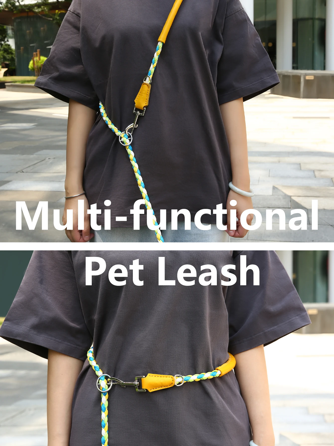 Поводок для собак UFBemo со свободными руками металлический ремень кольцо