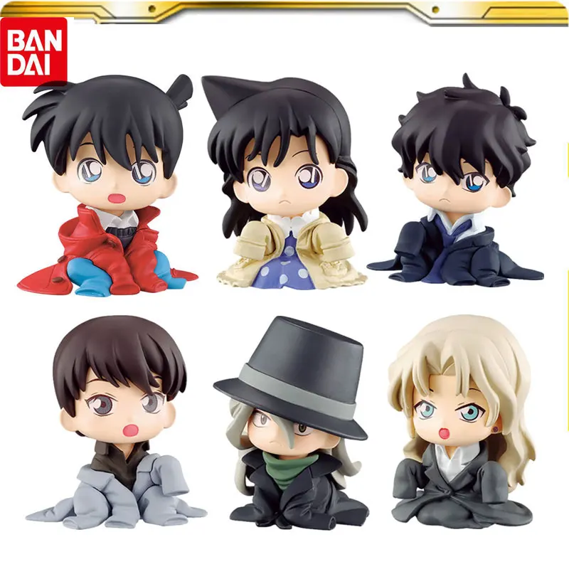 

6PCS Anime Detective Conan Edogawa Figures Jimmy Kudo Rachel Moore Gin Gashapon Toys Children's Collection Action Figure Model