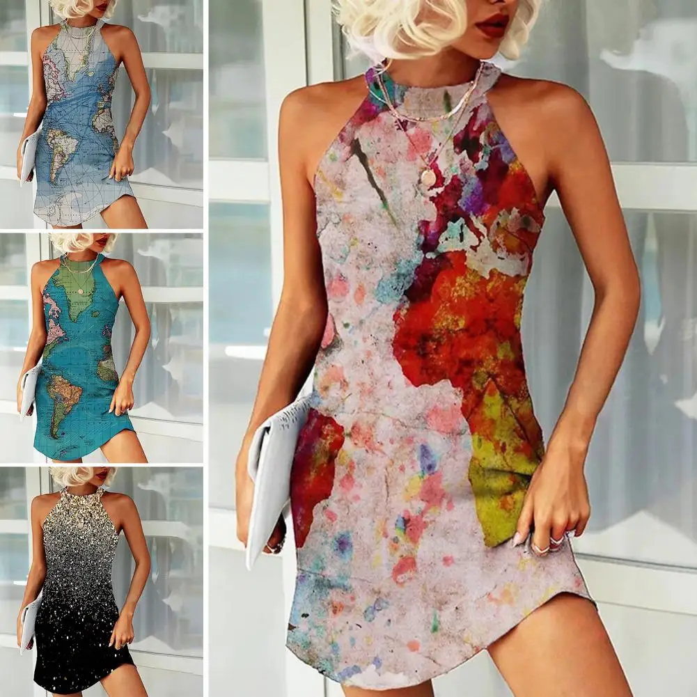 

Comfortable Popular Halter Off Shoulder Sexy Short Dress Mid-Rise Holiday Dress Thin Female Clothes