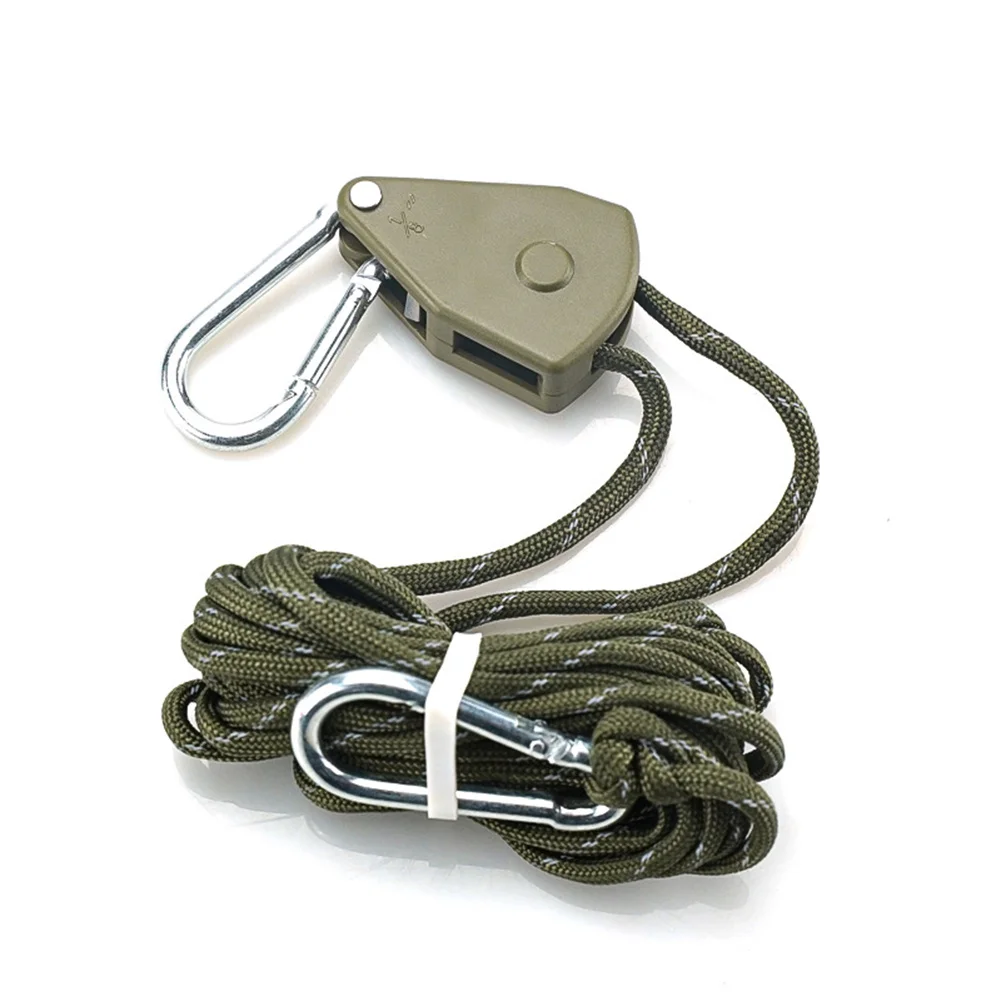 

4/5M Adjustable Lanyard Hanging For Tent Fan Grow Plant Lamp Pulley Rope Ratchet Hanger Lifting Pulley Hook Camping Stop Buckles