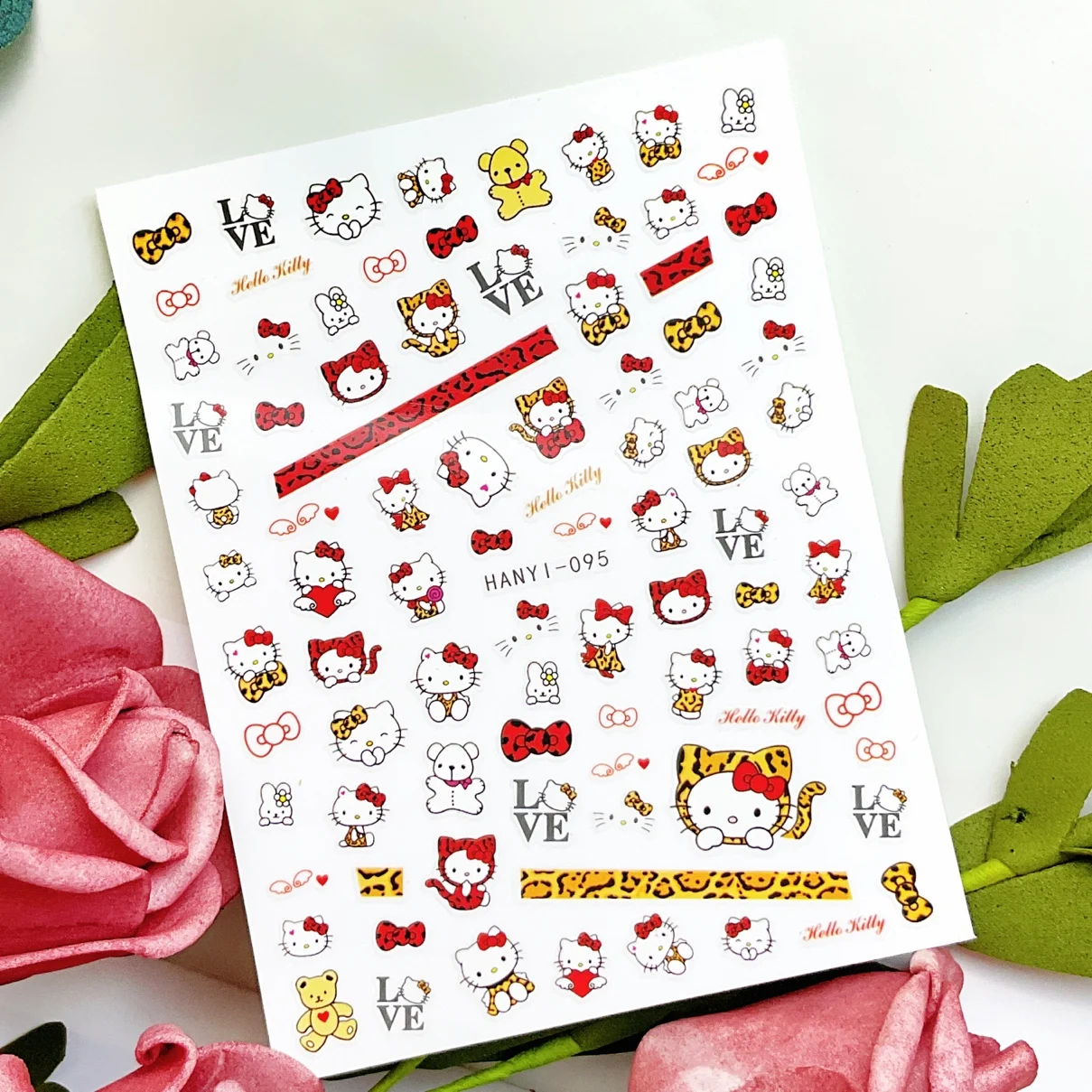 1 лист японских наклеек для ногтей HelloKitty милый Леопардовый принт мультфильм