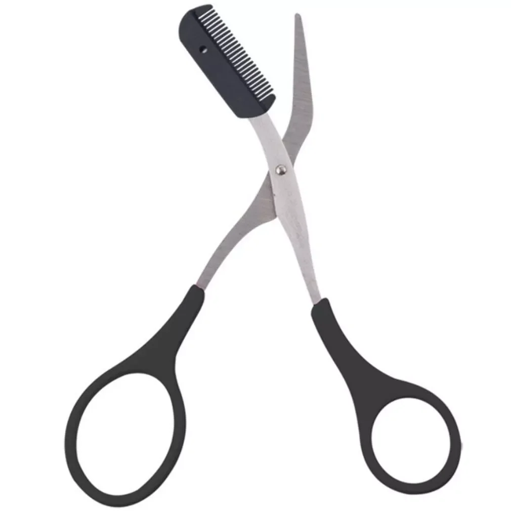 

Trimming Scissors With Comb Eyebrow Comb Non Slip Finger Grips Hair Removal Makeup Eyebrow Clipper For Women Men