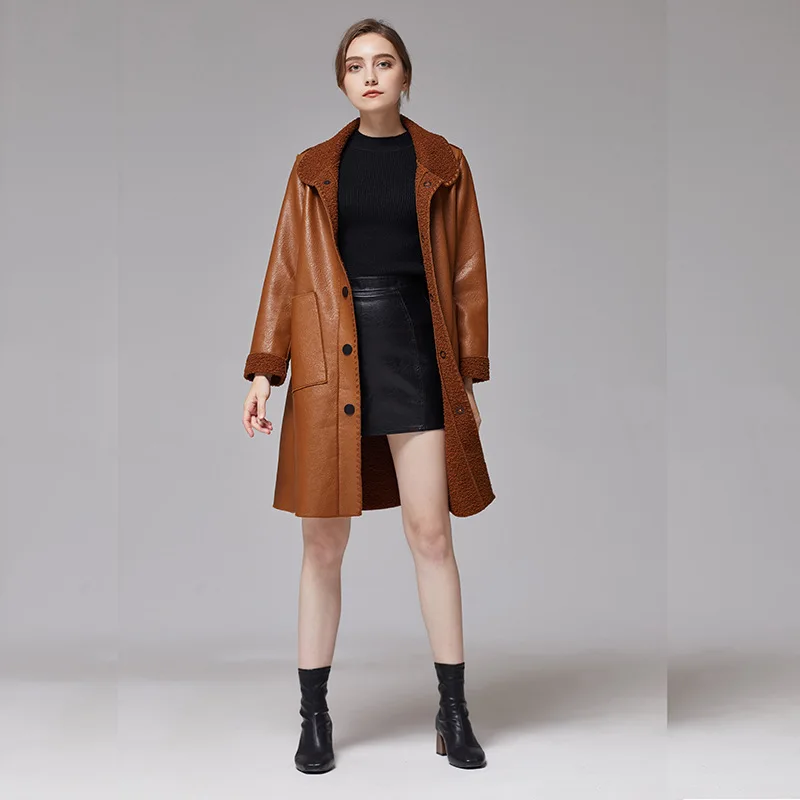 Long Jacket Women Leather Jacket 2022 Coats Leather Jacket Women Winter Jacket Women Heavy Jackets Warm Thicken Leather Jacket