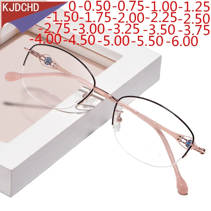 Ультралегкие металлические модные деловые женские очки в полуоправе с