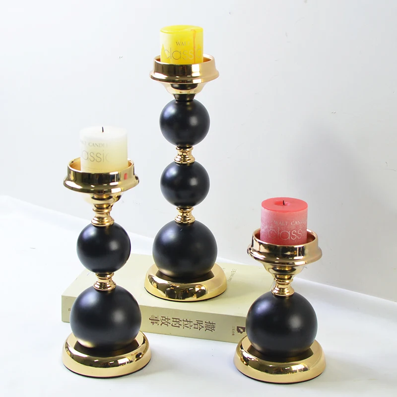 

PEANDIM Metal Candle Holders Black Candlesticks Wedding Pillar Candle Stand Wedding Party Table Centerpieces Home Craft Decor