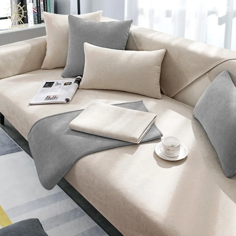 

Защитное покрытие для дивана из синели, универсальный нескользящий чехол для дивана, подушка против морщин, коврик для украшения гостиной