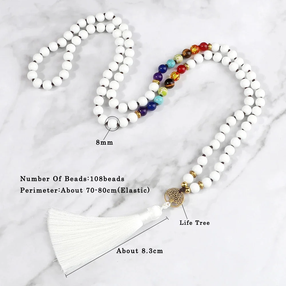 Ожерелье с 7 чакрами жизненного дерева рейки для мужчин и женщин 8 мм натуральные