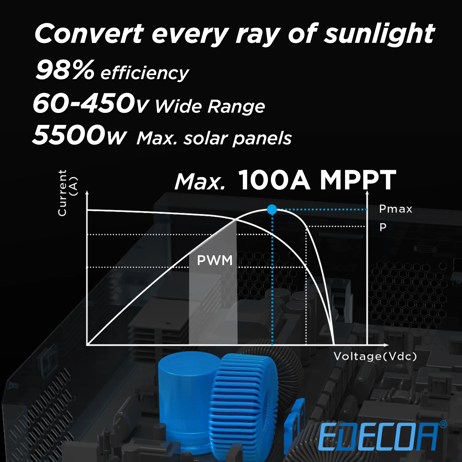 EDECOA 5500W гибридный солнечный инвертор 48V 220V 230V MPPT 100A солнечное зарядное устройство
