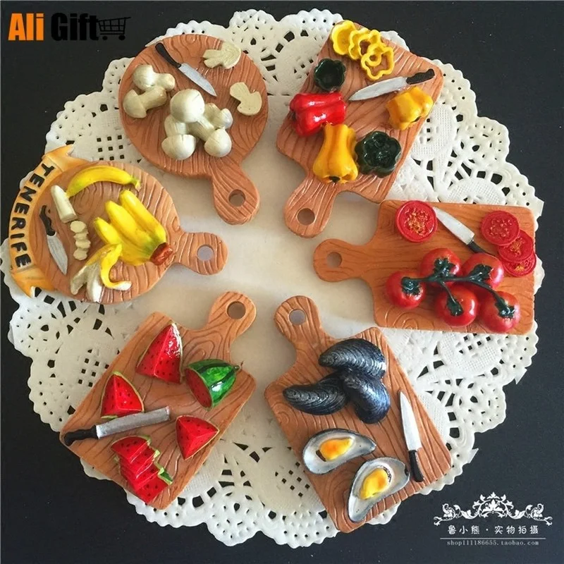 

Fridge Magnet Watermelon Vegetable Tomato Chilly Banana Seafood 3D Magnets Stickers Refrigerator Home Decorations