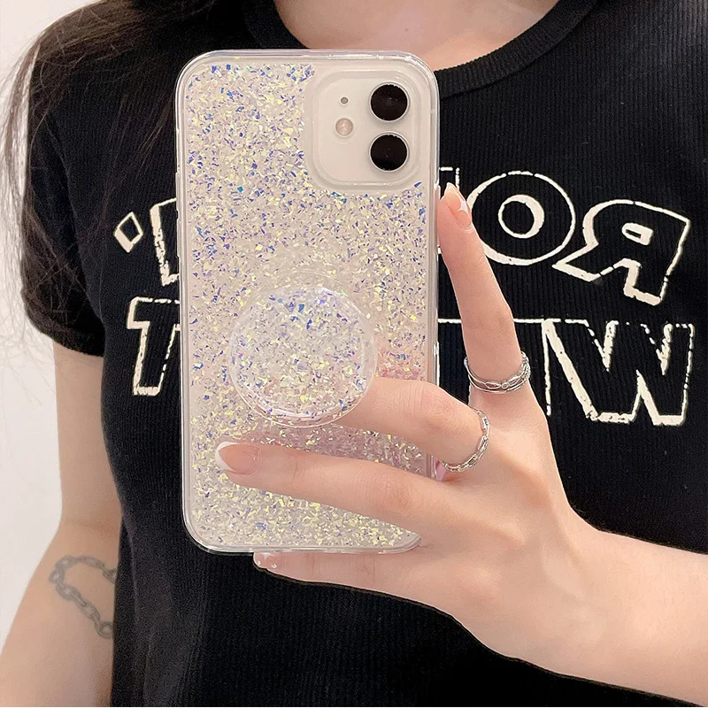 

Glitter Sequins with Stand for IPhone13 Mobile Phone Case X XR Xs 7P 8plus Xmax 11 12 13p 12p 13pm 11p 11pm Mobile Phone Cover