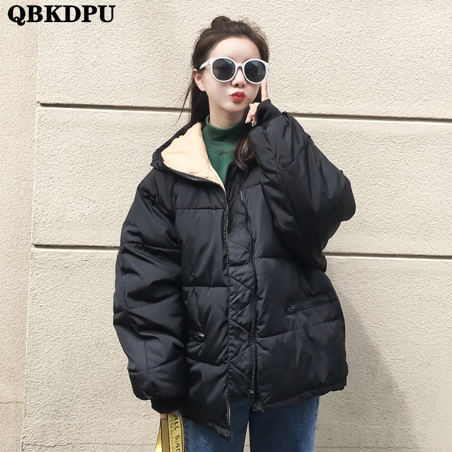 

Winter Hooded Cotton Padded Basic Solid Jacket Women Warm Thick Parkas Fluffy Coat Snow Wear Outwear Casual Loose Korean Abrigos