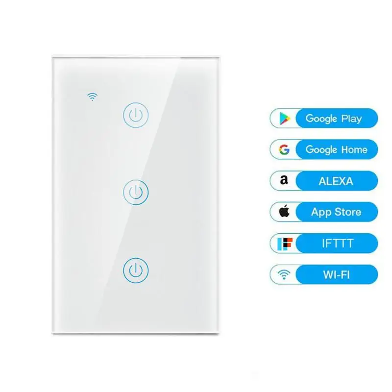 

Zero Fire Single Fire Universal Voice Control Us Switches App Control Tuya Smart Switch 110-240vac Wifi Switch