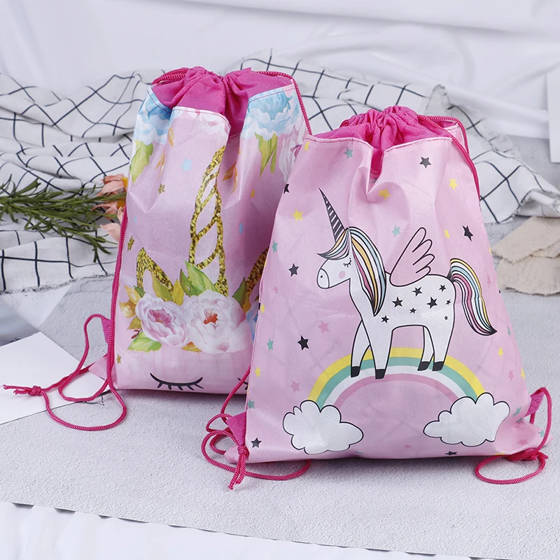 

1pc Children's Cartoon Unicorn Non-woven Gift Bag Backpack Kids Travel School Bag Backpack Decor Drawstring Gift Bag