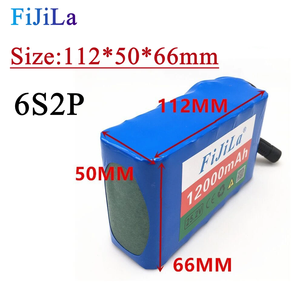 

New 6s2p 24V 12.0Ah 18650 agli ioni di litio battery pack 25.2v 12000mAh elettrico della bicicletta batteria con BMS + charger