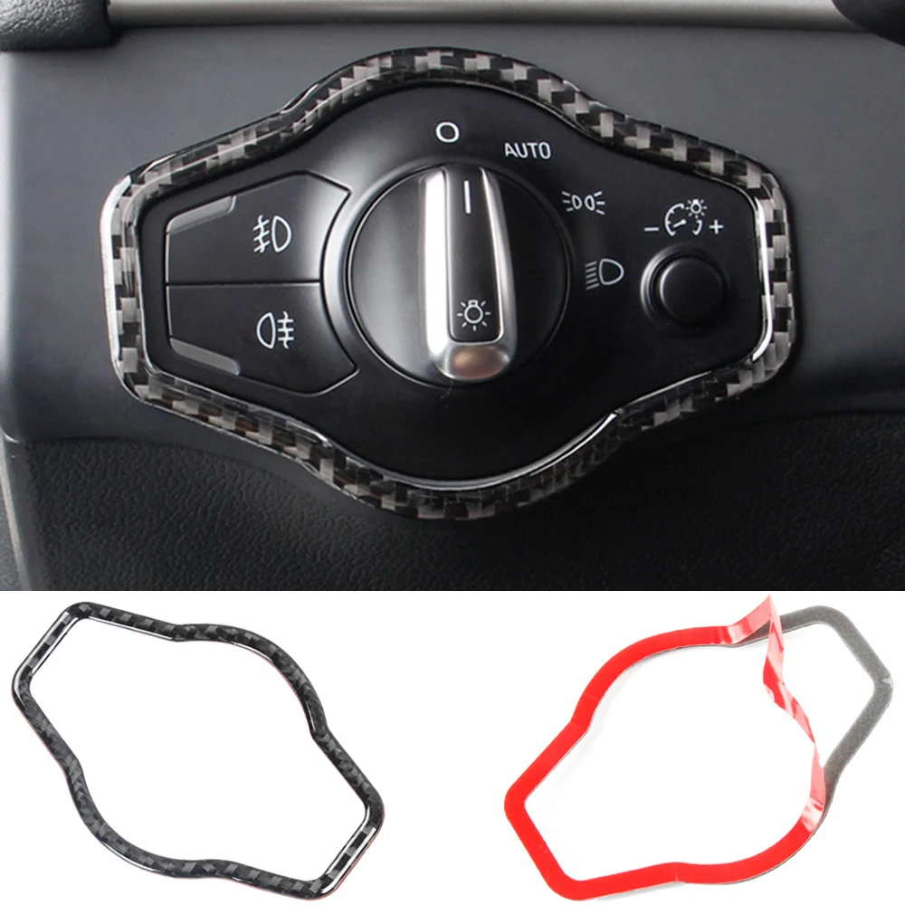 

Carbon Fiber Interior Car Headlight Switch Button Frame Sticker Cover Trim Decal For Audi A4 B8 S4 RS4 8K A5 S5 RS5 8T 8F Q5 SQ5