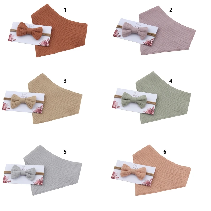 

Soft Cotton Solid Color Bandana Burp Cloth Princess Bowknot Hair Headwear