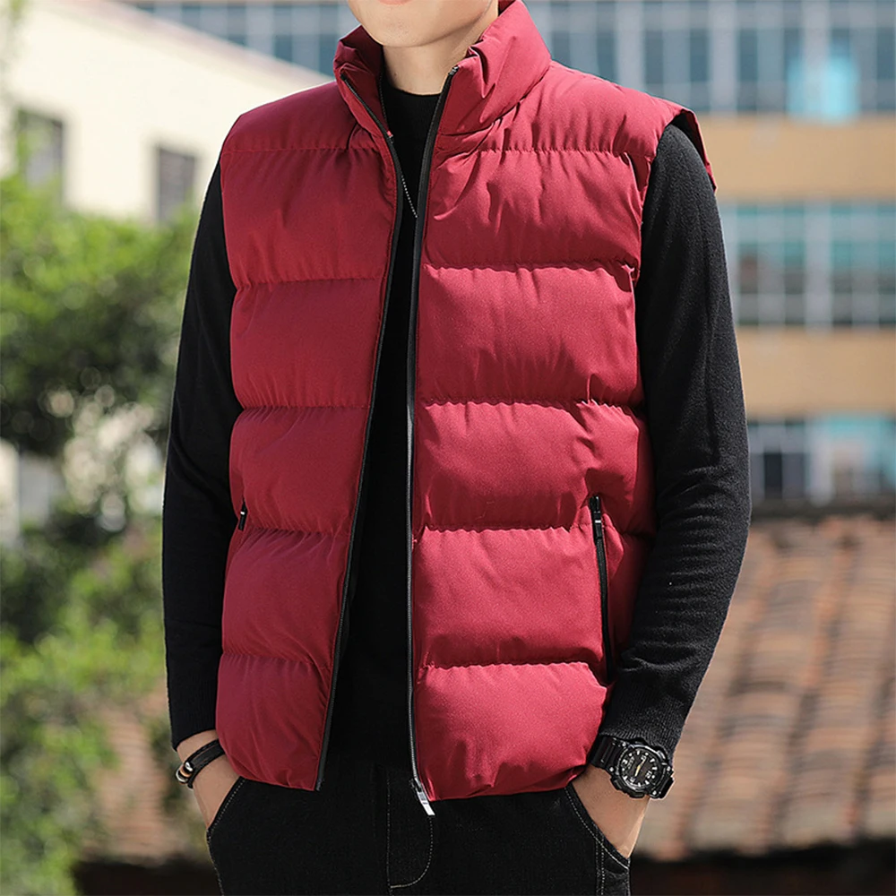 Winter Warm Men Down Quilted Vest Body Sleeveless Padded Jacket Coat Outwear Classic Windproof Outfits Pocket Parka