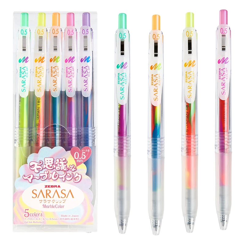 

Zebra Marble Pen Sarasa Clip Mix Color Gel Pen 0.5mm Gradient Rainbow Cool Pens for Drawing Journaling Cute Stationary Supplies