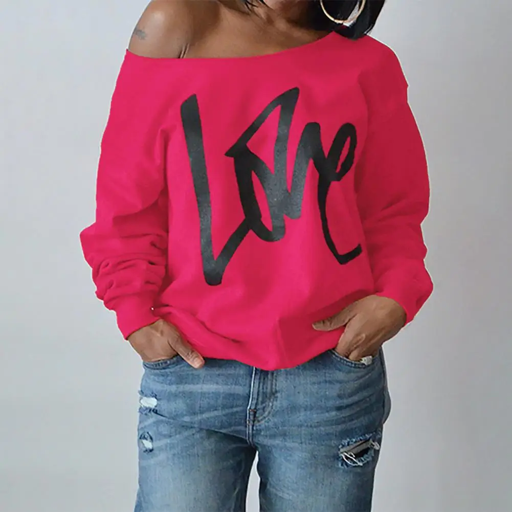 

Pullover Simple Letter Pattern Long Sleeves Autumn T-shirt Female Clothing