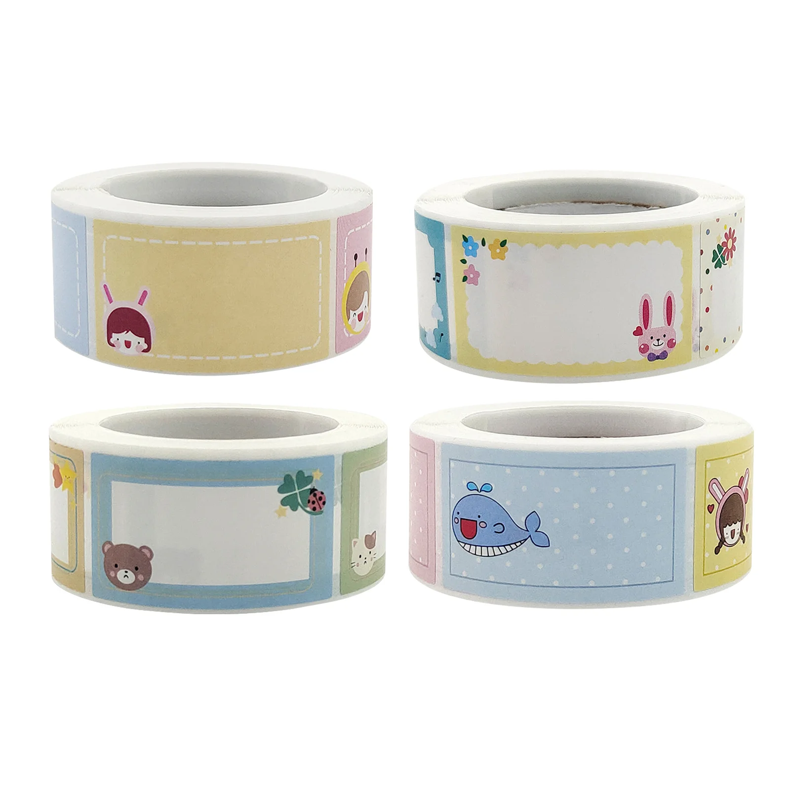 

4 Rolls Name Stickers Sorting Lovely Unique Adorable Cartoon Decal Label Sticker for Home Kindergarten Decor