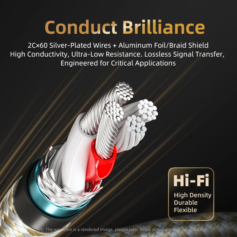 Фото Аудиокабель GOLLEY LION Straight 3.5mm - 6.35mm TRS Stereo с прямым и угловым разъемами, с серебряным покрытием, медный проводник №4