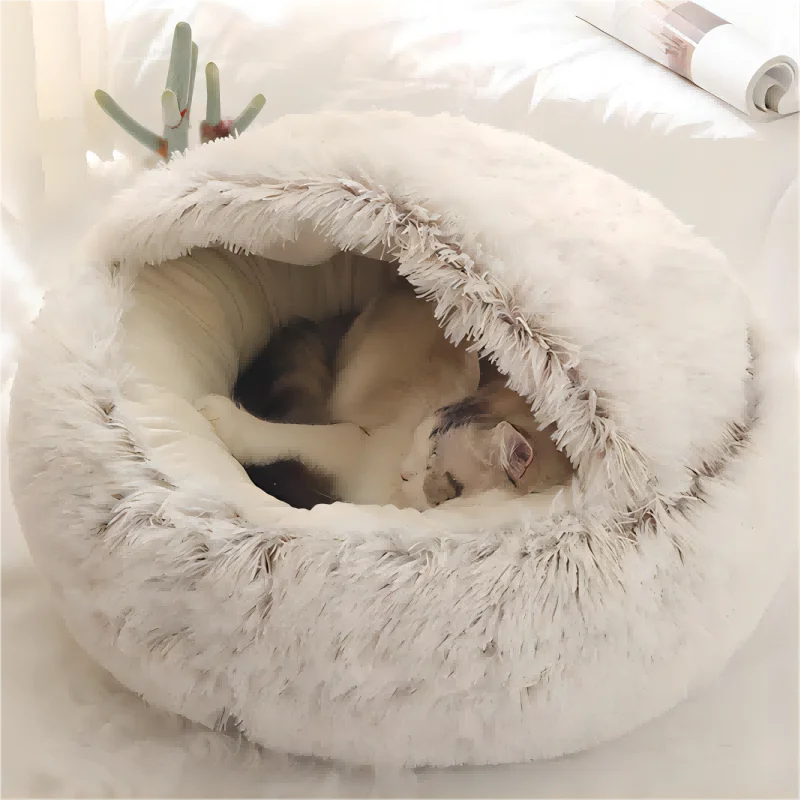 

Crystal Velvet Warm Round Half Wrapped Pet Dog Cat Nest