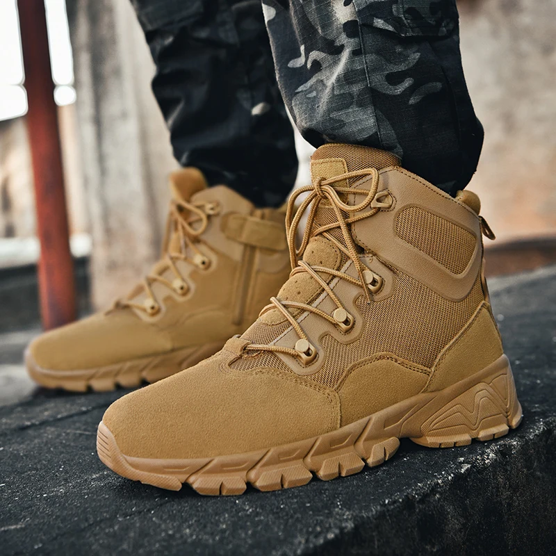 New Outdoor Military Tactical Boots Men Genuine leather Trekking Hiking Shoes Special Force Tactical Shoes Men Combat Army Boots