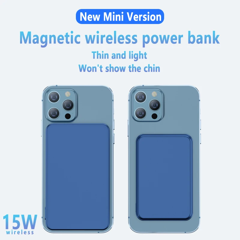 

2022 Ultra Thin 10000mAh 15W Portable Magnetic Wireless Power Bank Fast Charger For iPhone13 Pro Max Mobile Phone External Batte