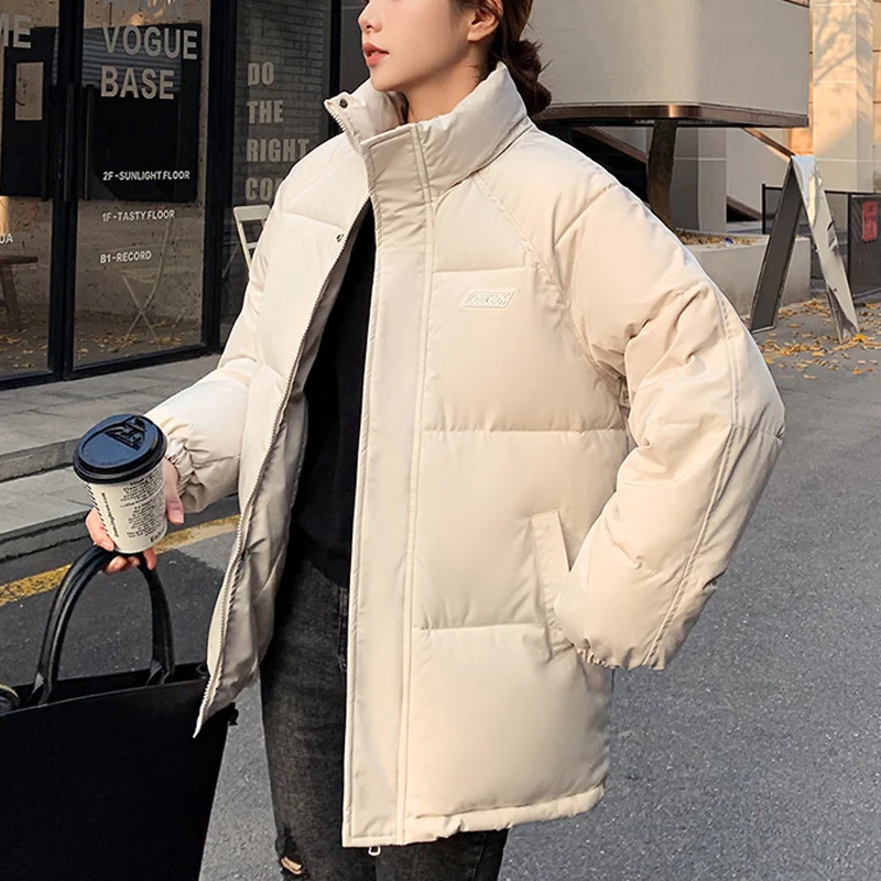 New Fashion 2022 Winter Women Parkas Jacket Solid Stand Collar Thick Warm Padded Coat Casual Outwear Parkas Women Clothing
