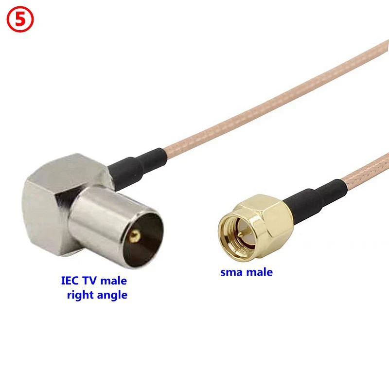 75Ohm RG179 Cable IEC TV To SMA Male Female Connector 75Ω RG-179 SMA To IEC TV Right Angle RF Extension Low Loss Fast Delivery images - 6