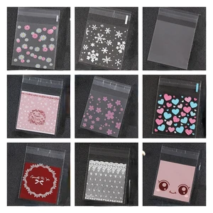100pcs/lot biscuit gift self-adhesive sealed pocket  candy bag wedding Christmas Valentine's day tra