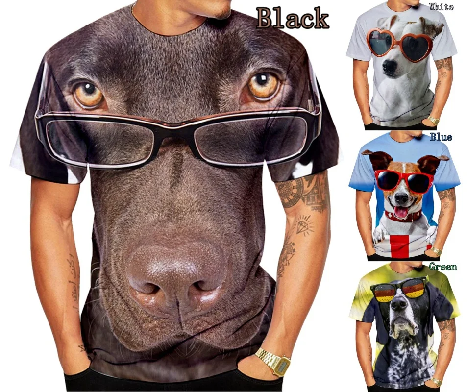 

2022 New Men and Women Summer 3D Print Spectacle Dog Men Hipster T-Shirt XS-5XL