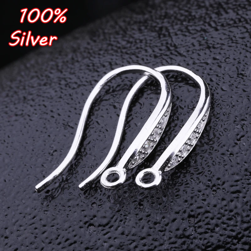 

925 Sterling Silver Color Woman Charm Earrings Hook Inlaid Gem DIY Handmade Jewelry Making