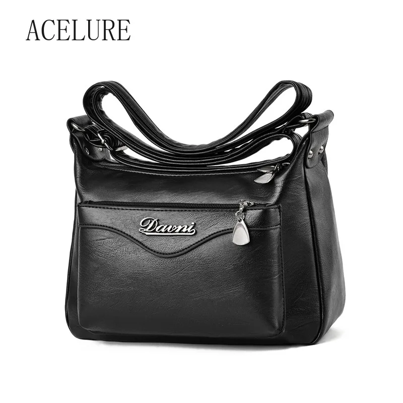 

ACELURE Soft PU Leather Square Crossbody Messenger Bags Mother Solid Color Shoulder Bags Fashion All-match Large Capacity Bags