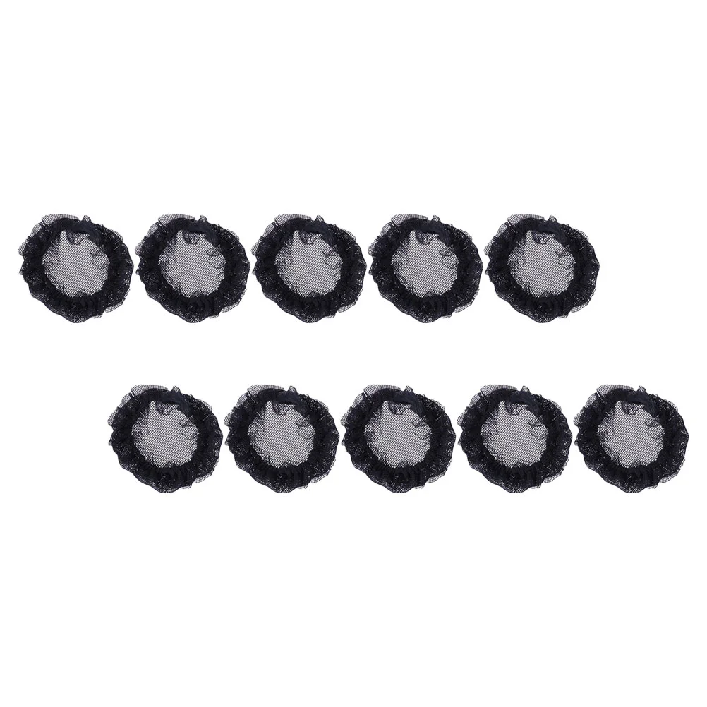 

10pcs Children Ballet Headdress Stage Performance Supplies Convenient Supple Lace Snood Nets Dancer Hairnets for Females