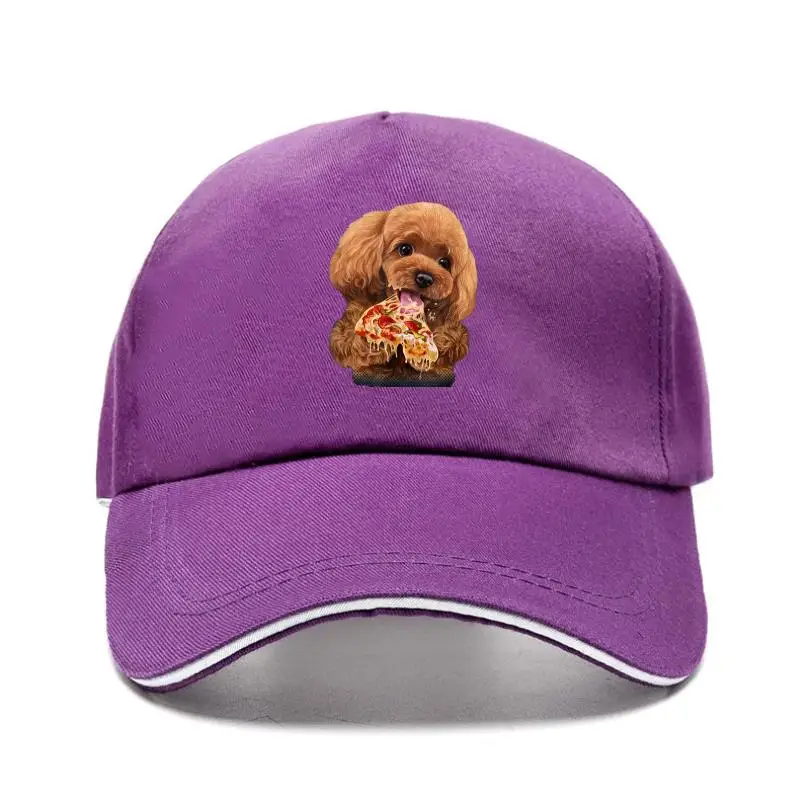 

New cap hat Hungry Poode Puppy Devouring Pizza, Dog - Baseball Cap
