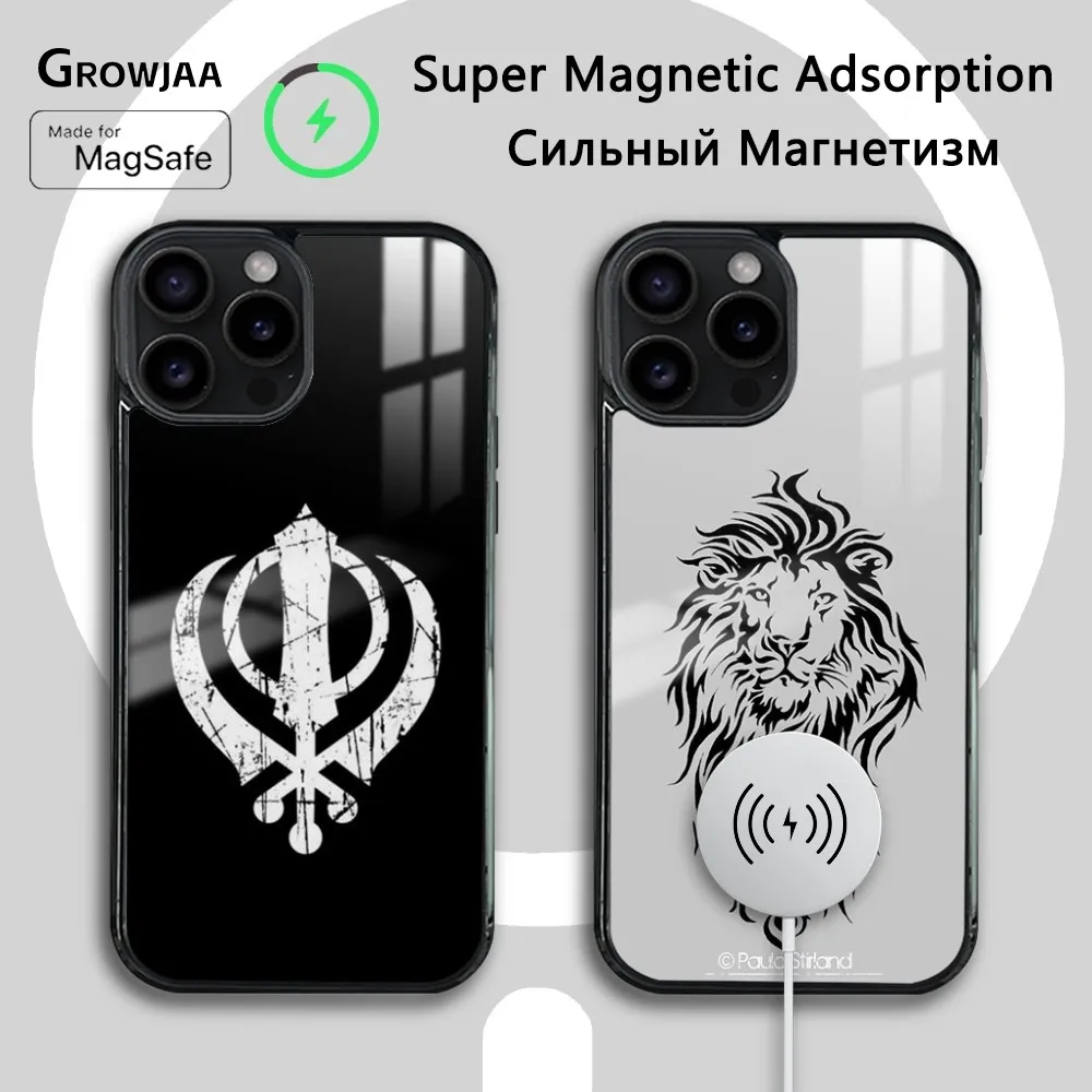 Чехол для телефона Sikh K-Khanda Sikhism iPhone 16 15 14 13 12 11 Pro Max Plus Mini Magsafe Mirror беспроводной