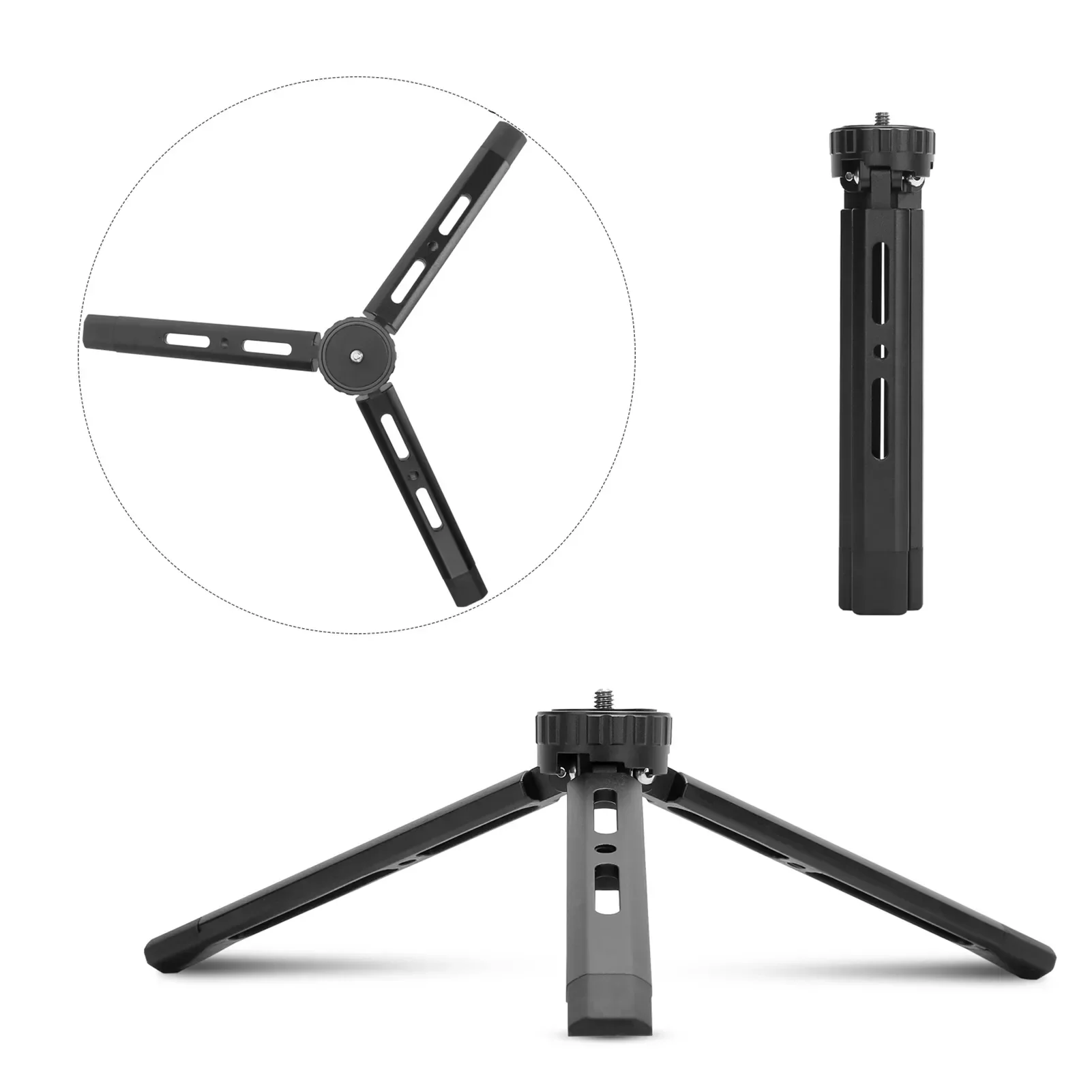 

Photography Mini Metal Tripod Aluminum Alloy Desktop Stand Tripod with 1/4 inch Screw for DSLR ILDC Camera Camcorder Projector