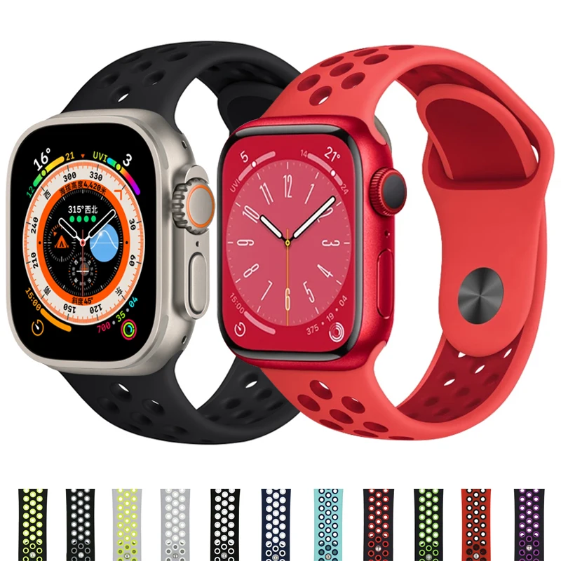 Silicone Strap For Apple Watch band 44mm 40mm 49mm 45mm 41mm 38mm 42mm 44 mm watchband bracelet iWatch Ultra series 8 4 5 6 se 7