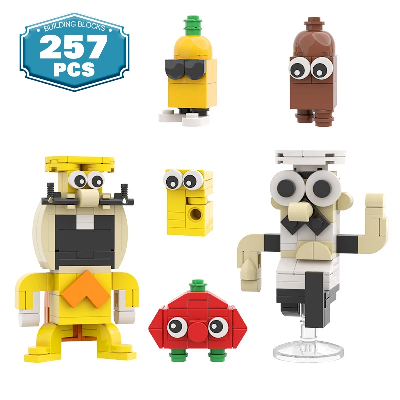 

Moc Kitchen Series Pizza Tower Chef Cooking Cartoon Figure Building Blocks Peppino Spaghetti Toppins The Noise Bricks Kid Toys