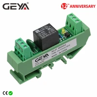 geya din rail 1 channel relay board 5v 12v 24v 48v 110v 230v relay module with interface electromagnetic relay npn pnp