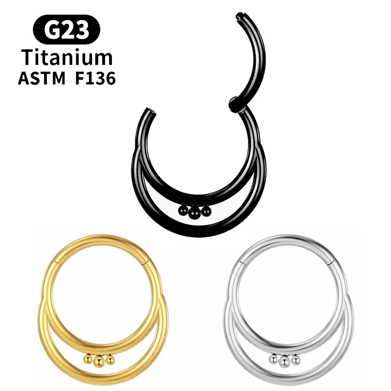 

Septum Piercing Cartilage Tragus Industrial Daith Gold Helix G23 Titanium Body Clicker Nose Ring Labret Sexy Ball Women Jewelry