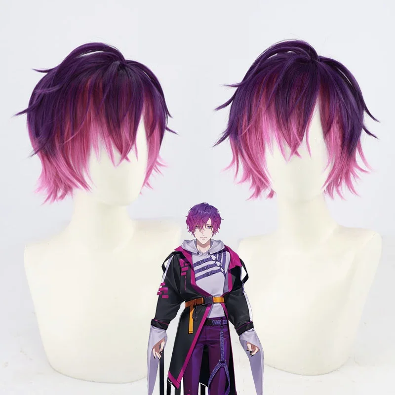 

Vtuber NOCTYX Uki Violeta Cosplay Wig Short Gradient Purple Synthetic Heat Resistant Hair Men Women Halloween